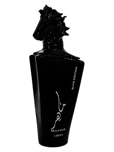 Lattafa Perfumes Maahir Black Edition perfume bottle