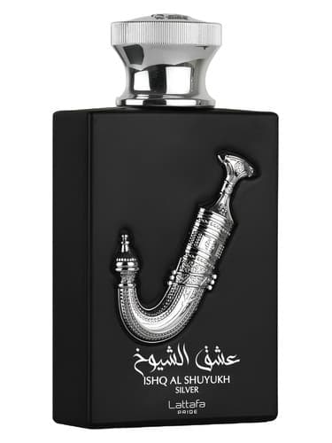 Lattafa Perfumes Ishq Al Shuyukh Silver perfume bottle